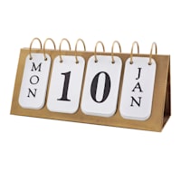 Gold Metal Flip Calendar, 11"