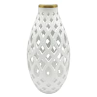 Providence White Cutout Ceramic Vase, 11.8"