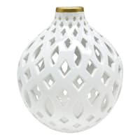 Providence White Cutout Ceramic Vase, 9"