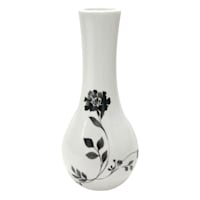 White & Black Floral Ceramic Vase, 6"