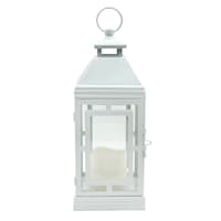 Providence White LED Metal Lantern, 13.4"