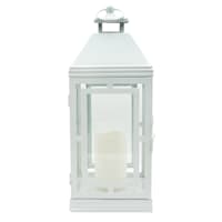 Providence White LED Metal Lantern, 17.3"