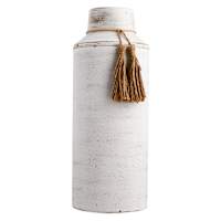 Honeybloom White Tassel Metal Vase, 16"