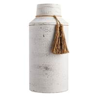 Honeybloom White Tassel Metal Vase, 13.5"