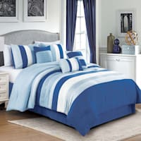 Providence 7-Piece Blue Striped Comforter Set, King