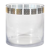 Providence Clear Greek Key Cylinder Glass Vase, Small
