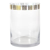 Providenc Greek Key Clear Glass Cylinder Vase, Large