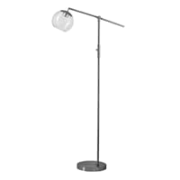 Glass & Silver Task Floor Lamp with Seeded Glass Shade, 59"