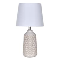 Honeybloom Cream Textured Ceramic Small Table Lamp with Shade, 20"