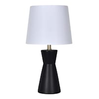 Matte Black Ceramic Small Table Lamp with Shade, 18"