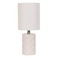 Providence White Quatrefoil Ceramic Mini Table Lamp with Shade, 12"