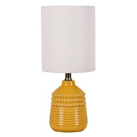 Honeybloom Yellow Dot Ceramic Mini Table Lamp with Shade, 12"