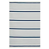 (D585) Honeybloom Arya Blue Striped Washable Area Rug, 5x7