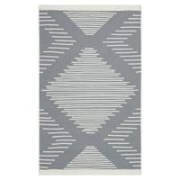 (D586) Arya Grey Diamond Design Washable Accent Rug, 3x5