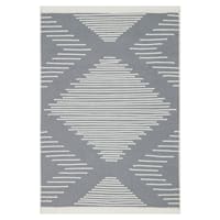 (D586) Arya Grey Diamond Design Washable Area Rug, 5x7
