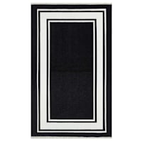 (B842) Providence Noa Black & White Border Washable Accent Rug, 3x5