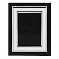 (B842) Providence Noa Black & White Border Washable Area Rug, 8x10