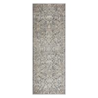 (B849) Providence Villa Grey Floral Runner, 2x6