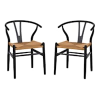 Found & Fable Set of 2 Denise Wishbone Dining Chairs, Black