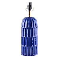 Blue Textured Column Lamp 18In