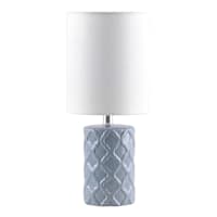 Providence Light Blue Ceramic Quatrefoil Lamp with Shade, 12"
