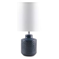 Found & Fable Dark Blue Ceramic Textured Accent Lamp with Shade, 12"