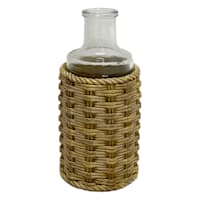 Honeybloom Wicker-Look Glass Vase, 7"
