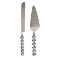 Silver Crystal Wedding Cake Server & Knife Set