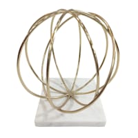 Gold Wire Orb Pedestal with Marble Base