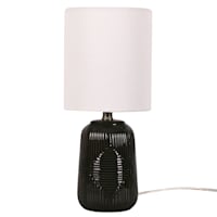 Found & Fable Dark Grey Ceramic Textured Accent Lamp with Shade, 12.7"