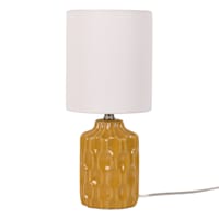 Honeybloom Yellow Groove Ceramic Accent Lamp with Shade, 13"