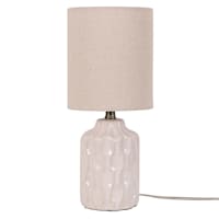 Honeybloom Cream Ceramic Groove Mini Table Lamp with Shade, 13"