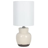 Honeybloom Cream Ceramic Urn Accent Lamp with Shade, 13"