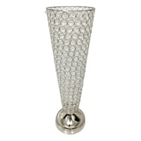Silver Metal & Crystal Gem Vase, 21"
