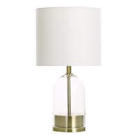 Brass Clear Glass Small Table Lamp with Shade, 18"