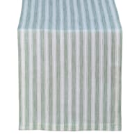 Honeybloom Smoke Green Striped Table Runner, 72x13