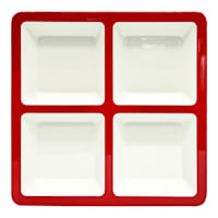 Bistro 4-Section Melamine Tray, Red