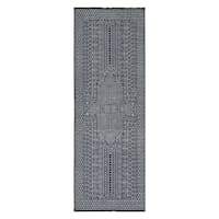 (B840) Found & Fable Bodrum Grey Tribal Medallion Runner, 2x6
