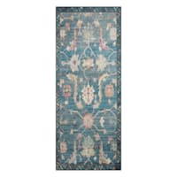 Blue & Multicolor Opal Border Runner, 2x5