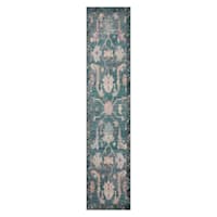 Blue & Multicolor Opal Border Runner, 2x9