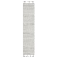 (E464) Found & Fable Soho Grey Tasseled Runner, 2x6