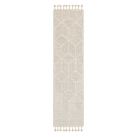 (E465) Found & Fable Soho Beige Tasseled Runner, 2x6