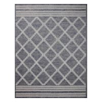 (E471) Journi Grey Diamond Design Outdoor Area Rug, 8x10