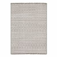 (E476) Tracey Boyd Leeward Grey & White Area Rug, 5x7
