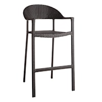 Woodhill Round Back Wicker Barstool, Brown