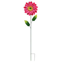 Pink Metal Flower Yard Pick, 30.2"
