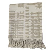 Found & Fable Natural Jacquard Woven Fringe Throw Blanket, 50x60