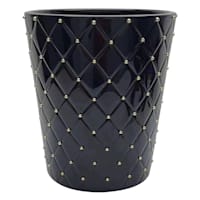 Providence Black & Gold Quilted Ceramic Studded Wastebasket, 10"