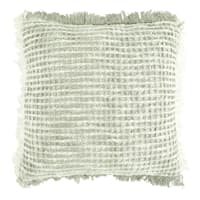 Delphi Sage Waffle Fringe Throw Pillow, 21"