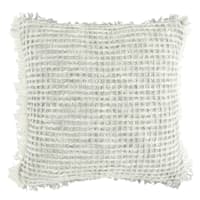 Delphi Grey Waffle Fringe Throw Pillow, 21"